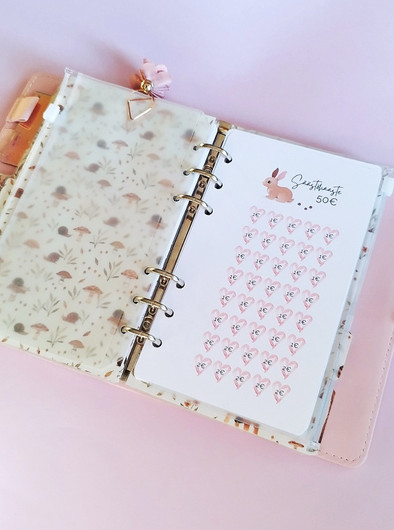 Säästöhaaste kortit budjettikansioon, Puputeema