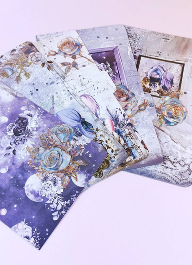 Välilehdet A6 rengas kansioon, Purple moon