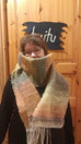 Mirja kudottu huivi Auringonlaskuja n. 200x35 cm suomenlampaanvillaa