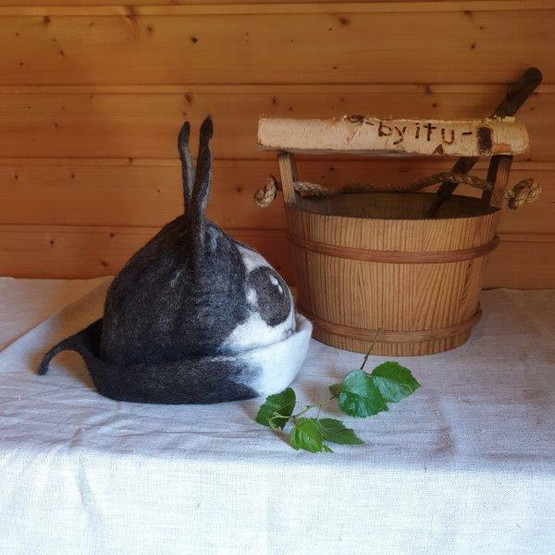 Satu-saunahattu Husky - luonnonmusta - koko M - n. 57-60 cm