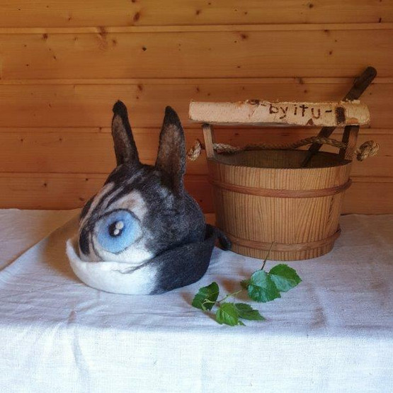 Satu-saunahattu Husky - luonnonmusta - koko M - n. 57-60 cm