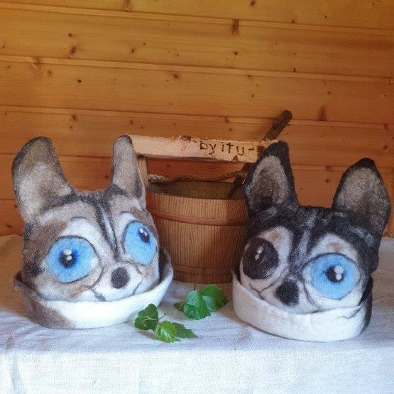 Satu-saunahattu Husky - luonnonmusta - koko M - n. 57-60 cm