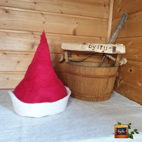 * Satu-saunahattu Isokummun Sauna - Punainen Rubiini valko- koko M-XS