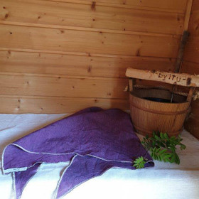 Saara-saunahuivi Orvokki 100 % pellava n. 160x70 cm M-XL