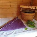Saara-saunahuivi Orvokki 100 % pellava n. 160x70 cm M-XL