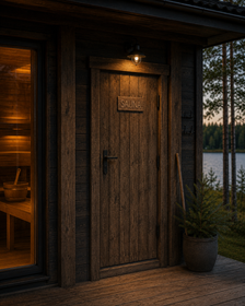 Sauna-kyltti kelopuu