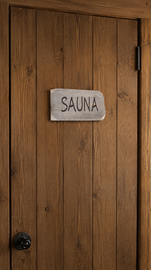 Kaiverrettu kelo sauna-kyltti