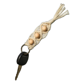 Makramee avaimenperä puuhelmillä