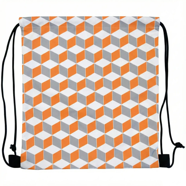 Narureppu geometrisell&auml; kuvioinnilla. Oranssia, valkoista ja harmaata.